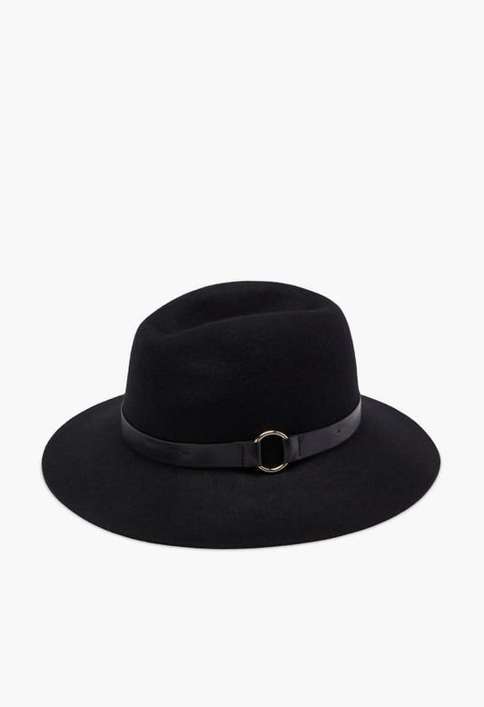 Wool Fedora With Ring Black