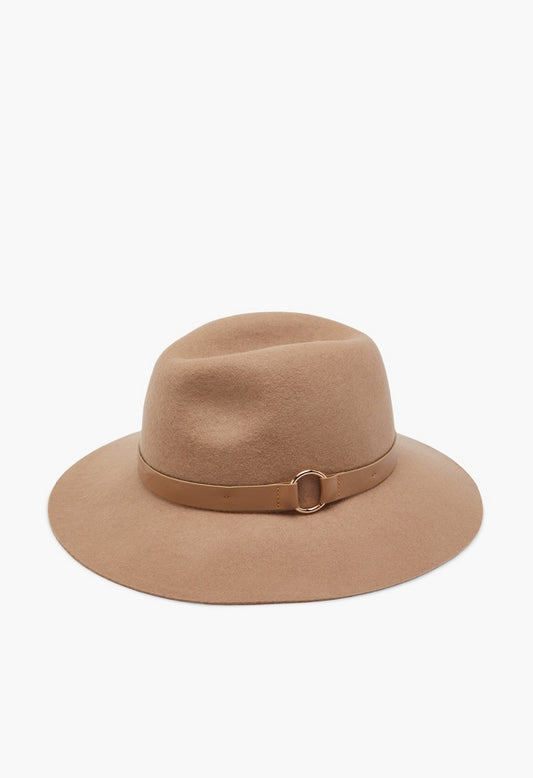 Wool Fedora With Ring Taupe