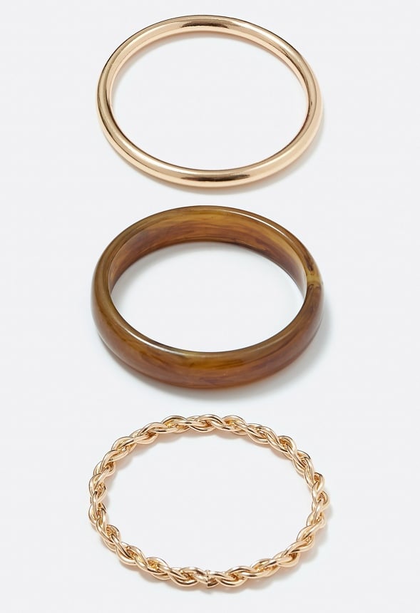 Vivian Resin And Metal Bangle Pack Brown/ Gold