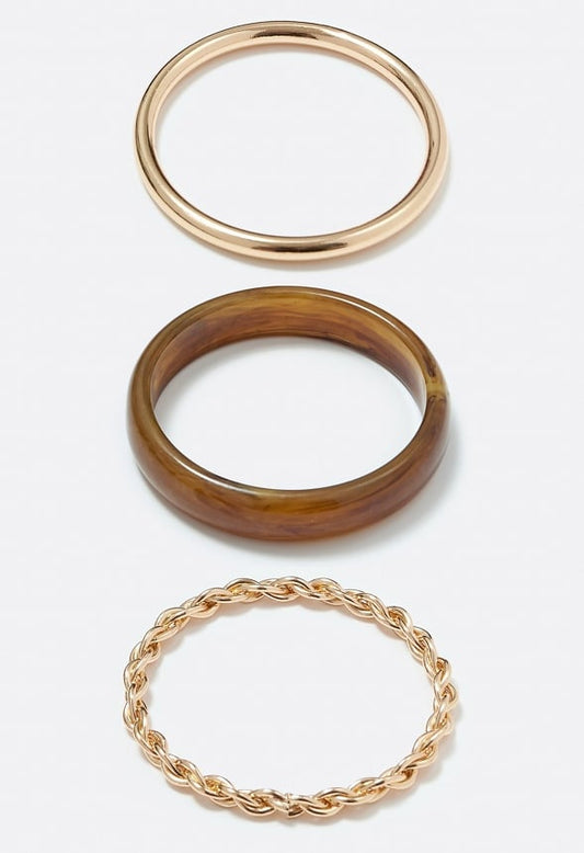 Vivian Resin And Metal Bangle Pack Brown/ Gold