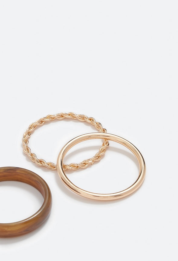 Vivian Resin And Metal Bangle Pack Brown/ Gold