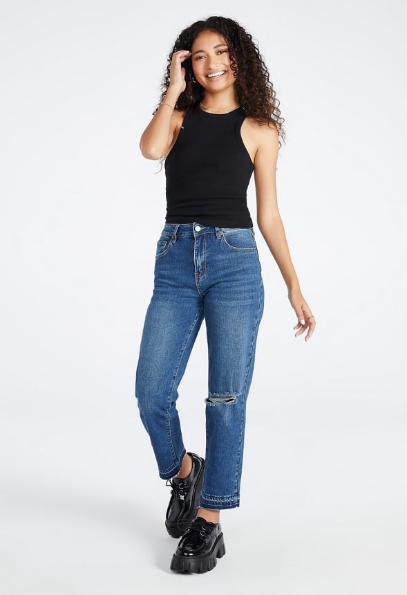 Basic Rib Tank Top Black Caviar