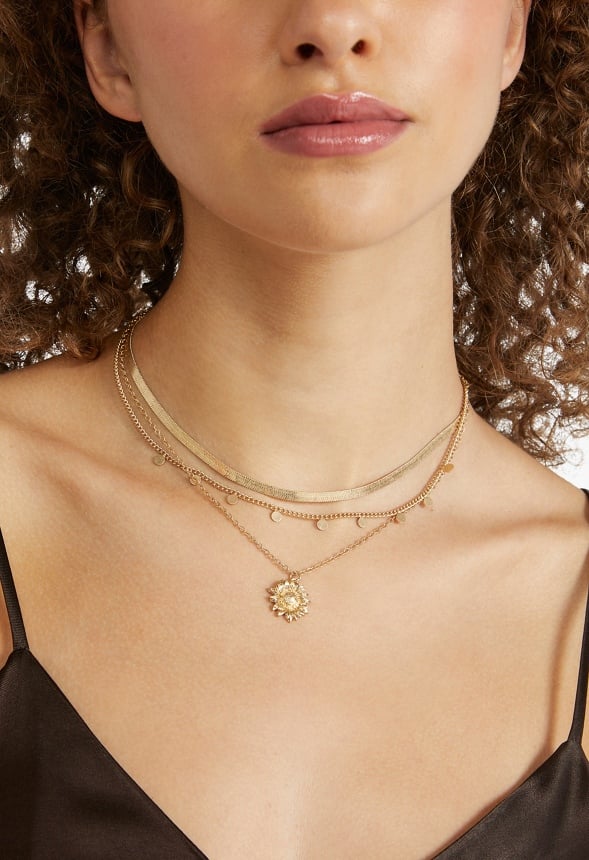 Emilia Sunflower Multirow Necklace Crystal/ Gold