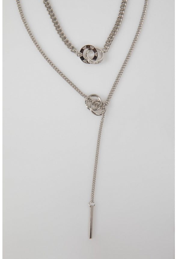 Gracie Mixed Chains Layered Y-Style Necklace Silver