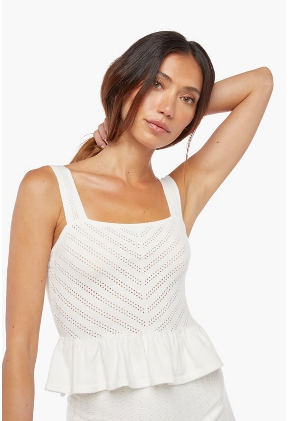 Sweater Peplum Top Marshmallow White