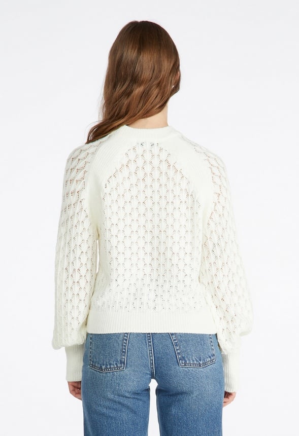 Pointelle Stitch Sweater Marshmallow White