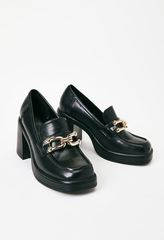 Daria Block Heeled Loafer Court Black