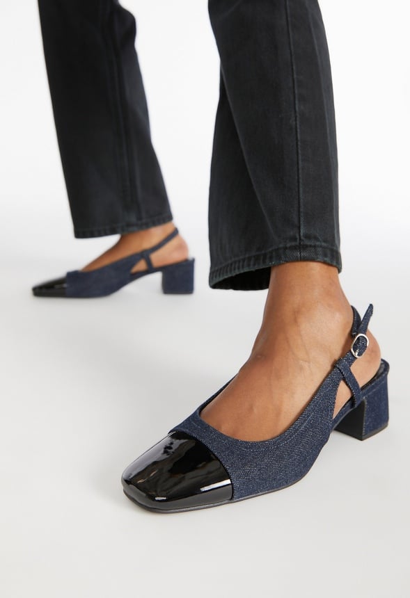 Gracie Slingback Court Dark Denim/ Black