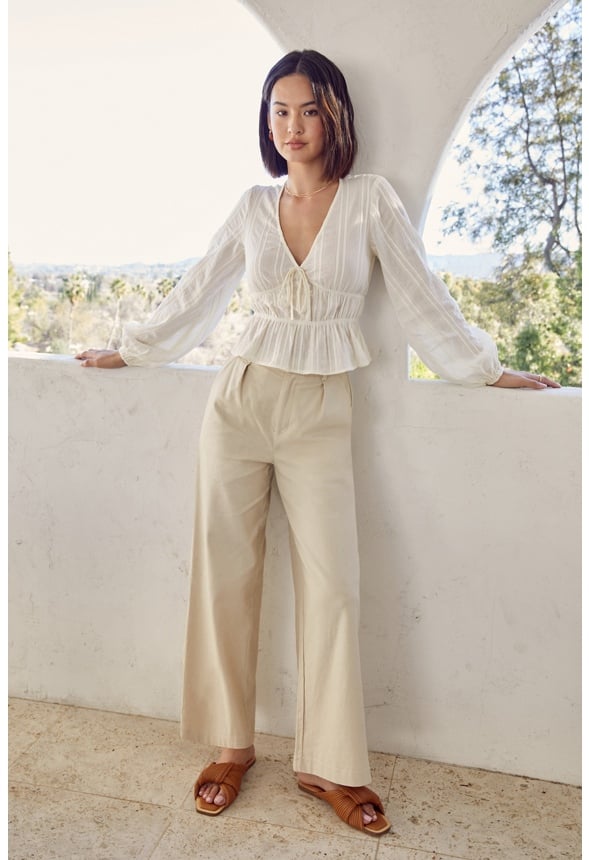 Wide Leg Trousers Cement Beige
