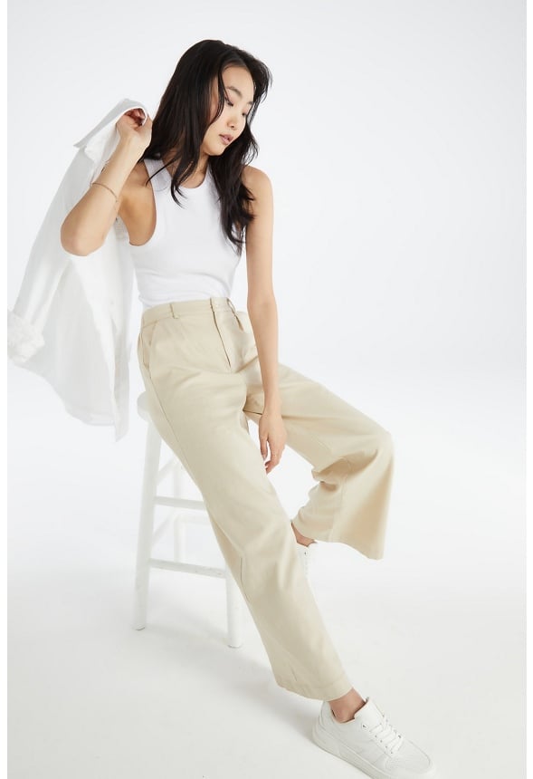 Wide Leg Trousers Cement Beige