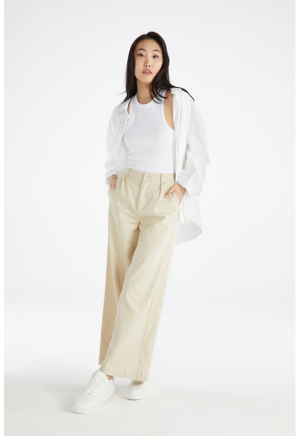 Wide Leg Trousers Cement Beige