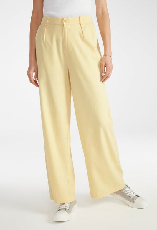 Wide Leg Trousers Pale Banana