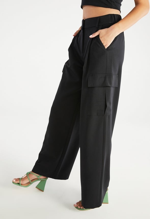 Pocket Wide Leg Trousers Black Caviar