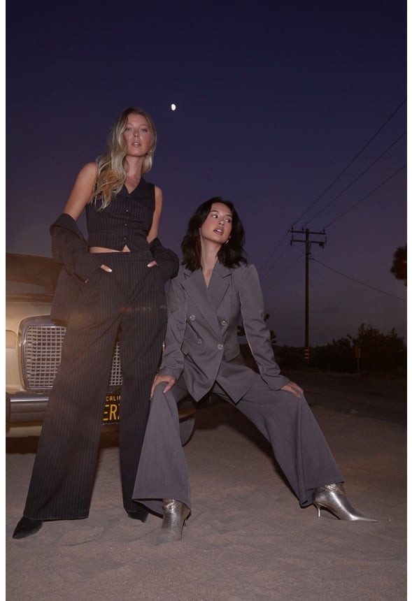 Wide Leg Suiting Trousers Vapor Blue