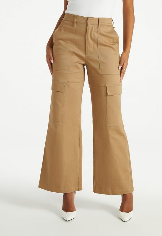 Wide Leg Cargo Pants Fennel Seed Green