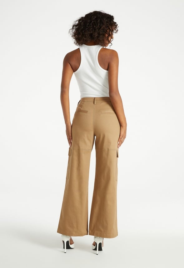 Wide Leg Cargo Pants Fennel Seed Green