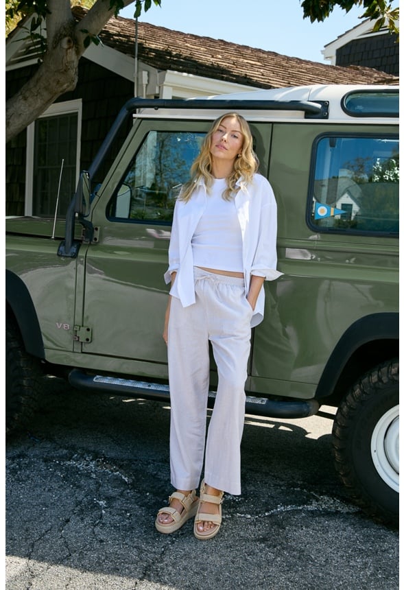 Pull-On Wide Leg Cropped Pants Doeskin / Marshmallow White