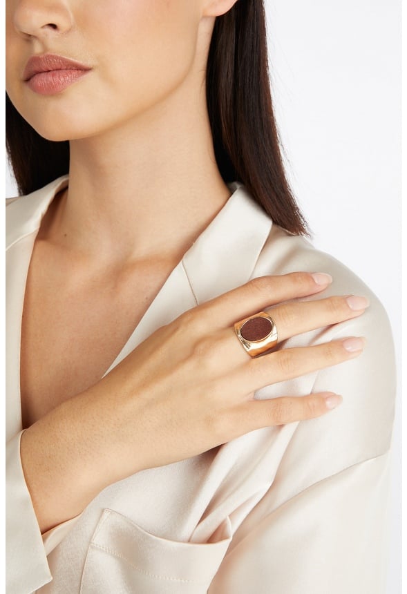 Parker Wood Inlay Ring Brown/ Gold
