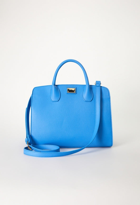 Satchel With Metal Plate Marina Blue
