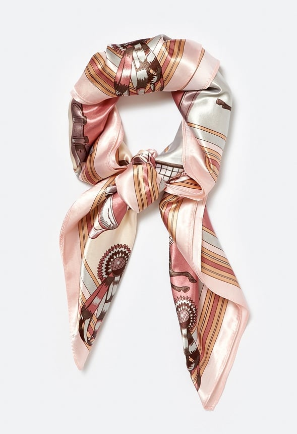 Viva Multi Color Horse Print Silk Like Scarf Multi Mix/ Fabric