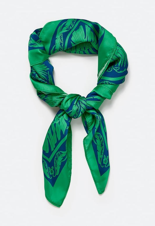 Kim Silk Like Paisley Scarf Blue/ Green Mix
