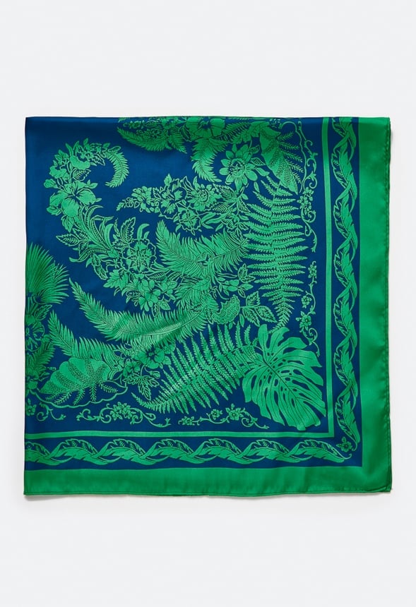 Kim Silk Like Paisley Scarf Blue/ Green Mix
