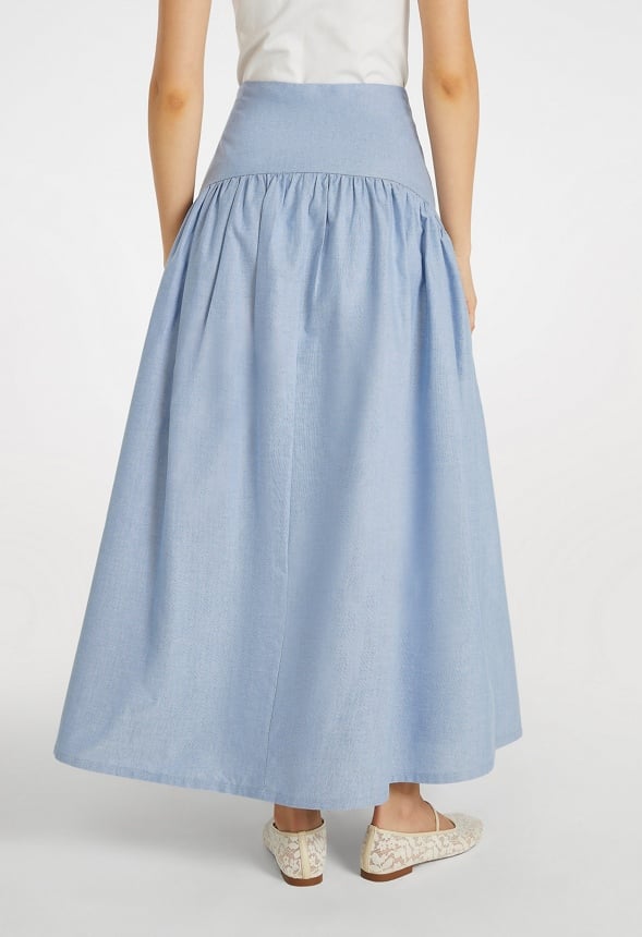Full A-Line Midi Skirt Oxford Blue