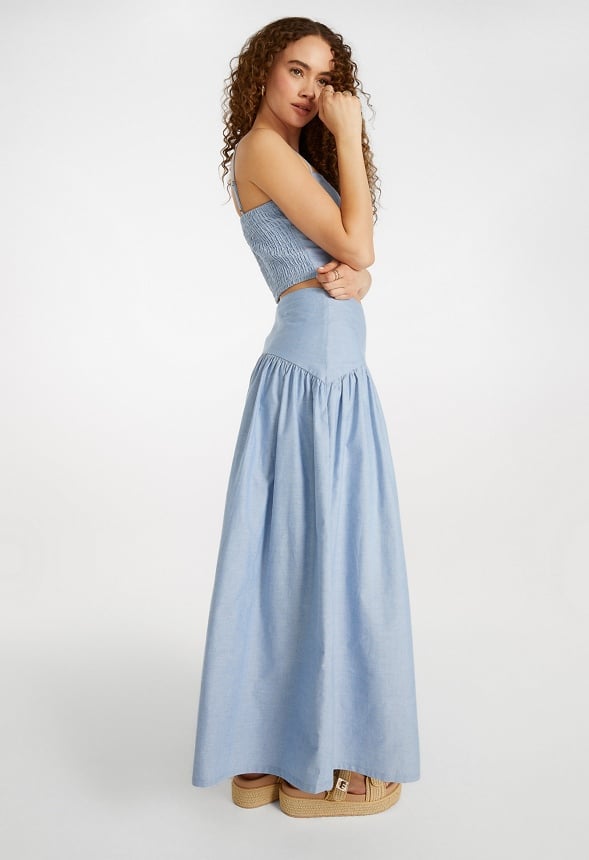 Full A-Line Midi Skirt Oxford Blue
