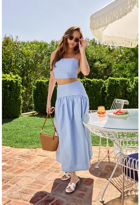 Full A-Line Midi Skirt Oxford Blue