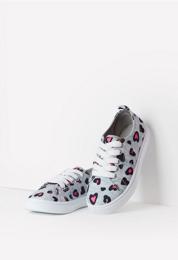Leopard Heart Trainers Heart Grey