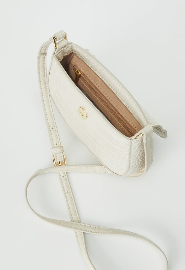 Shoulder Bag With Metal Plate Birch Croc