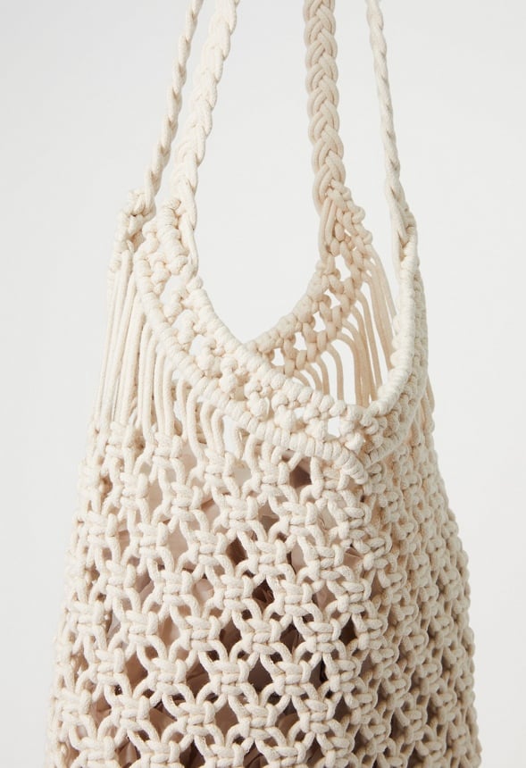 Crochet Fringe Shoulder Bag Natural