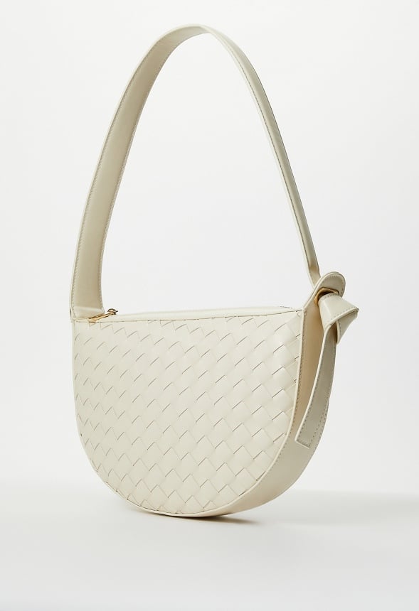 Half Moon Woven Bag Birch White