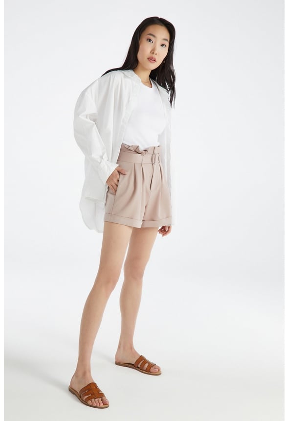 Lightweight Paperbag Shorts Taupe