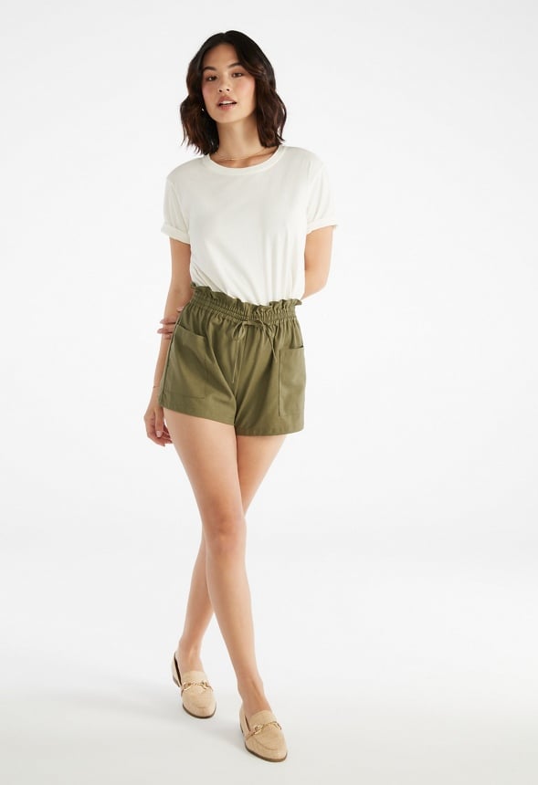 Paperbag Linen Shorts Burnt Olive