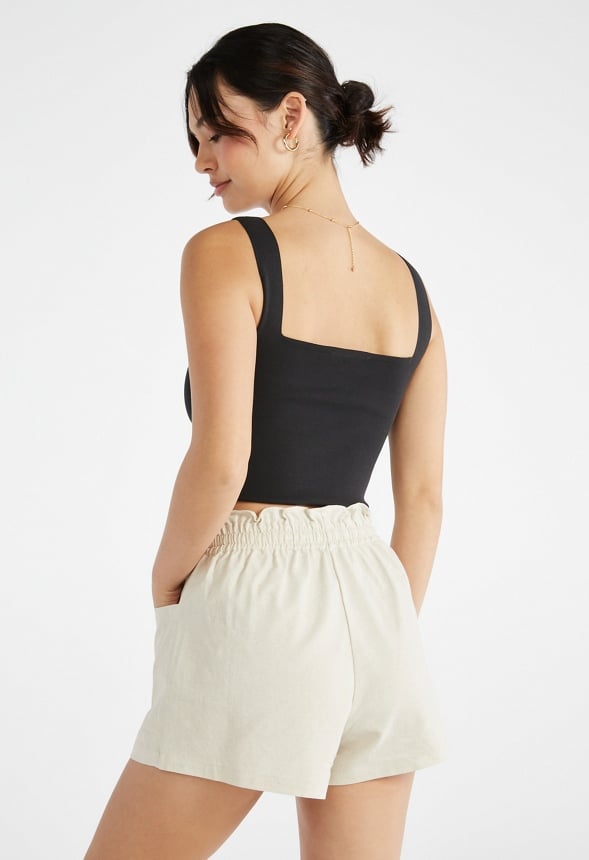 Paperbag Linen Shorts Neutral Linen