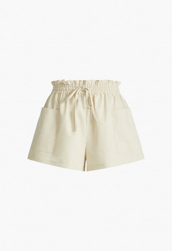Paperbag Linen Shorts Neutral Linen