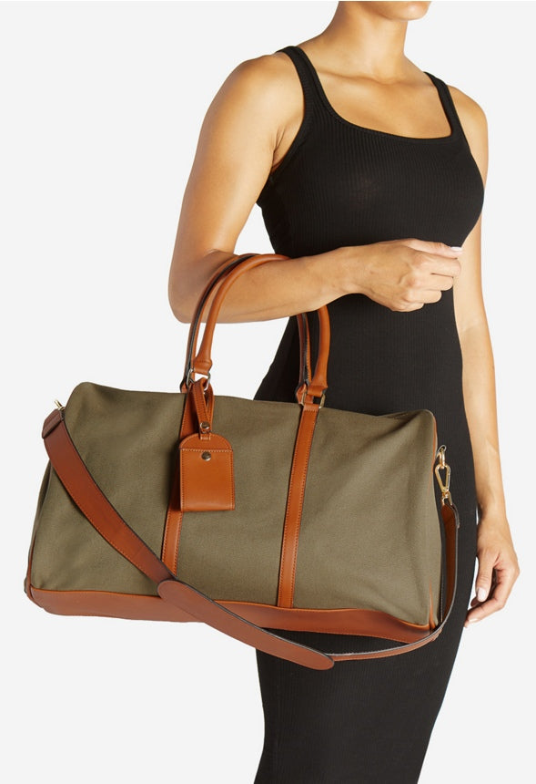Wanderlust Weekender Tote Olive Canvas