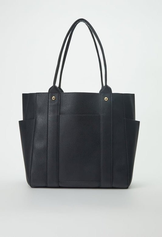 Unlined Multi Pocket Tote Black