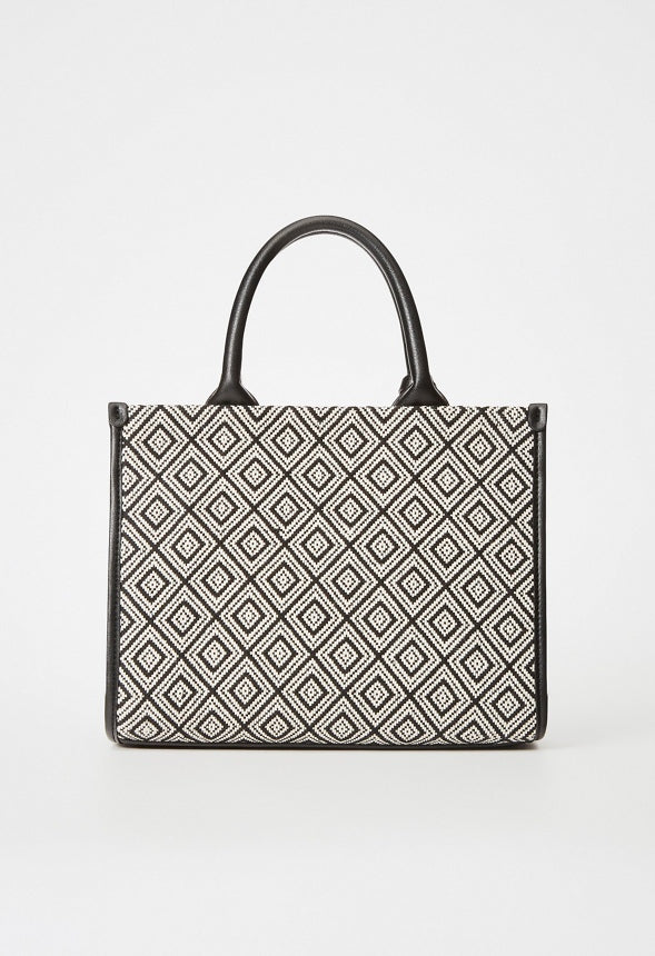 Boxy Tote with Crossbody Strap Black Multi
