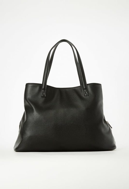 Triple Compartment Satchel Black