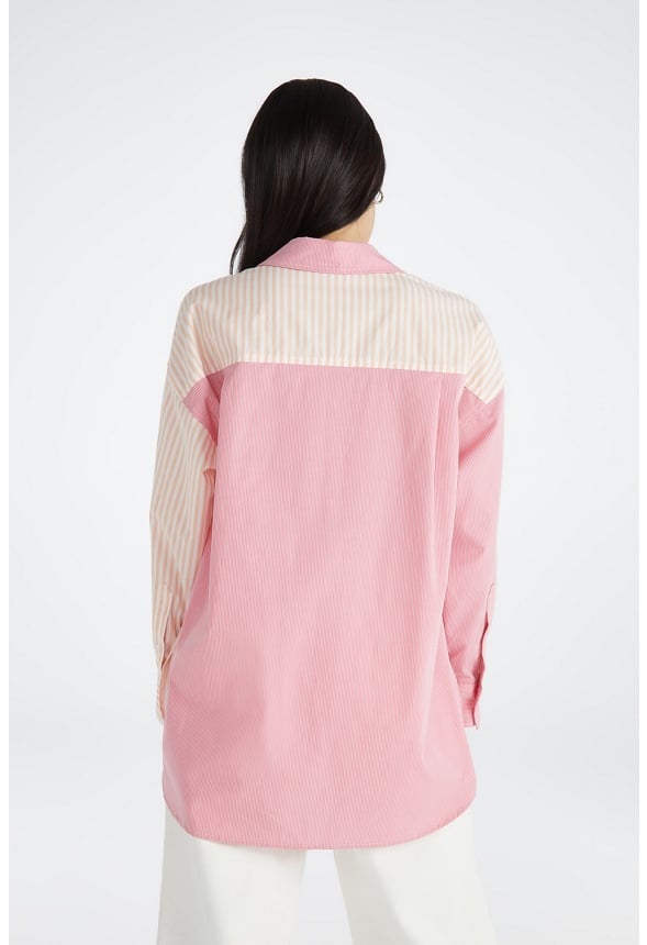 Boyfriend Button Down Shirt Chateau Rose/ Peach Nectar