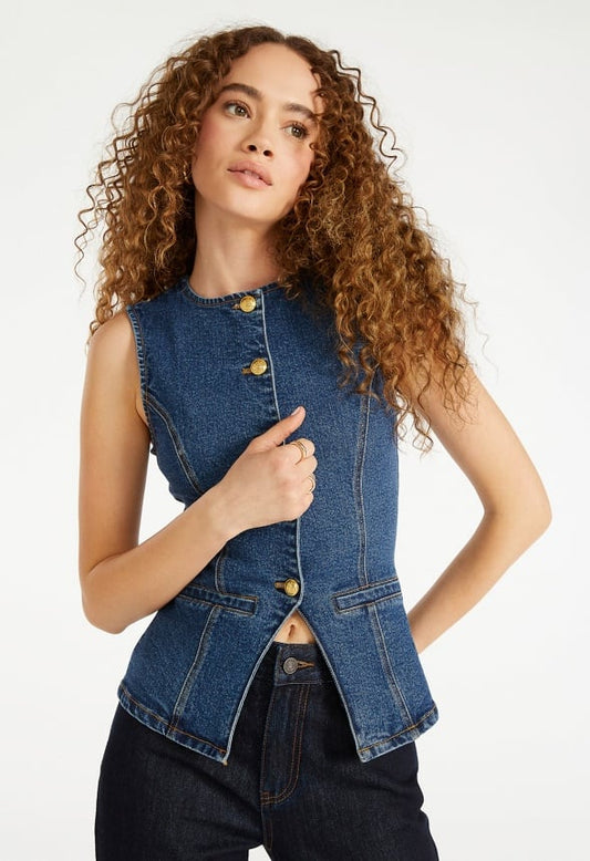 Tunic Denim Vest Blue Denim Wash