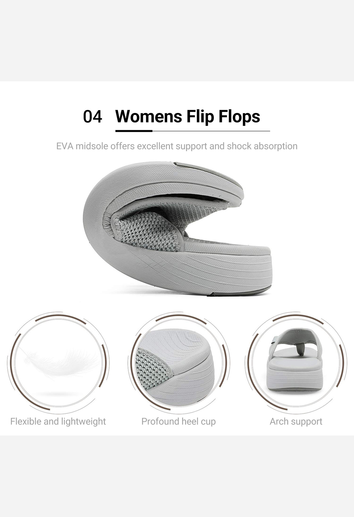Women's Arch Support Soft Cushion Flip Flops Thong Sandals